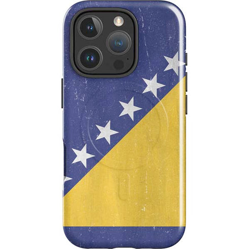 Bosnia and Herzegovina Flag Distressed iPhone 16 Pro Max Magsafe Impact Case