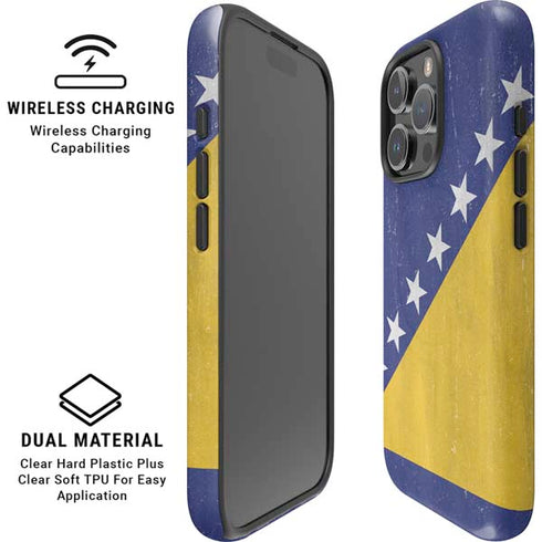 Bosnia and Herzegovina Flag Distressed iPhone 16 Pro Max Magsafe Impact Case