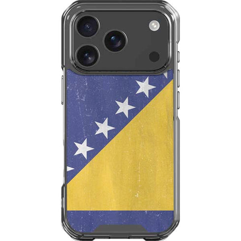Bosnia and Herzegovina Flag Distressed iPhone 18 Pro Clear Case