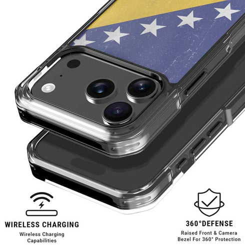 Bosnia and Herzegovina Flag Distressed iPhone 18 Pro Clear Case