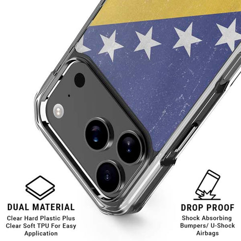 Bosnia and Herzegovina Flag Distressed iPhone 18 Pro Clear Case