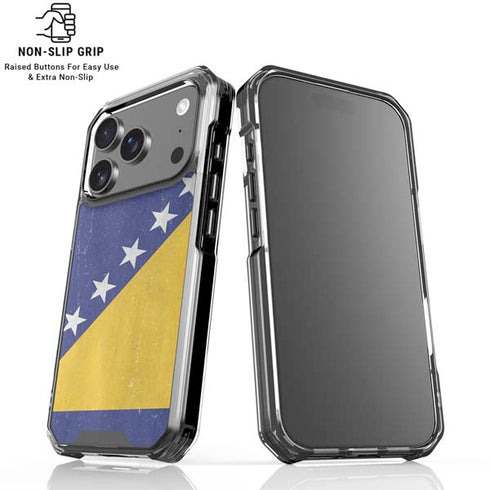 Bosnia and Herzegovina Flag Distressed iPhone 18 Pro Clear Case