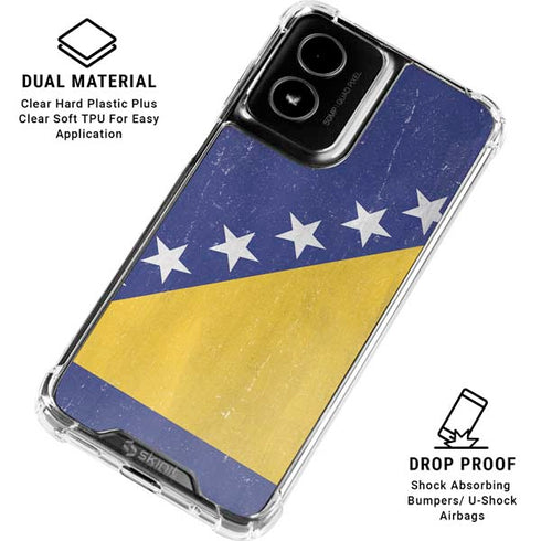 Bosnia and Herzegovina Flag Distressed Moto G Power 5G (2024) Clear Case