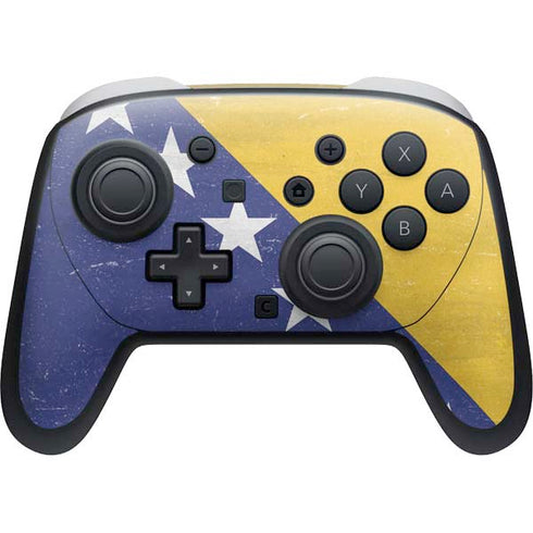 Bosnia and Herzegovina Flag Distressed Nintendo Switch 2 (2025) Pro Controller Skin