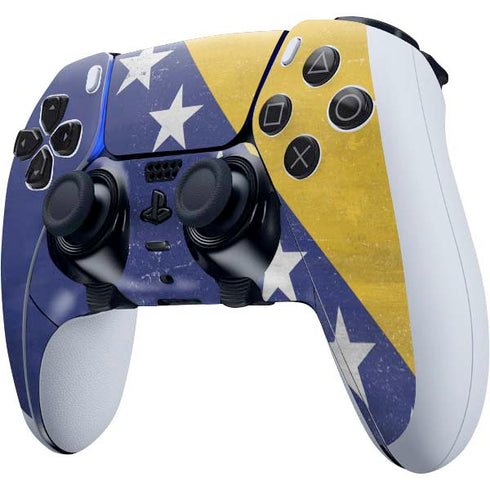 Bosnia and Herzegovina Flag Distressed PS5 DualSense Edge Pro Controller Skin