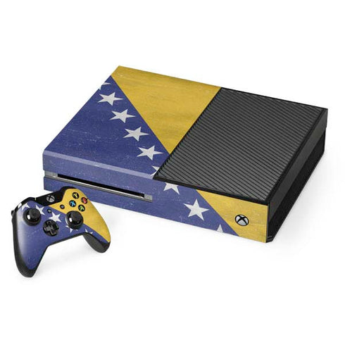 Bosnia and Herzegovina Flag Distressed Xbox One Console and Controller Bundle Skin