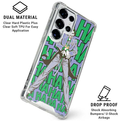DC Comics The Joker Vintage pose pattern Galaxy S25 Ultra Clear Case