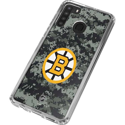 NHL Boston Bruins Camo Galaxy A21 Clear Case
