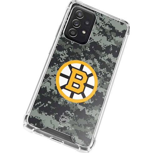 NHL Boston Bruins Camo Galaxy A72 5G Clear Case