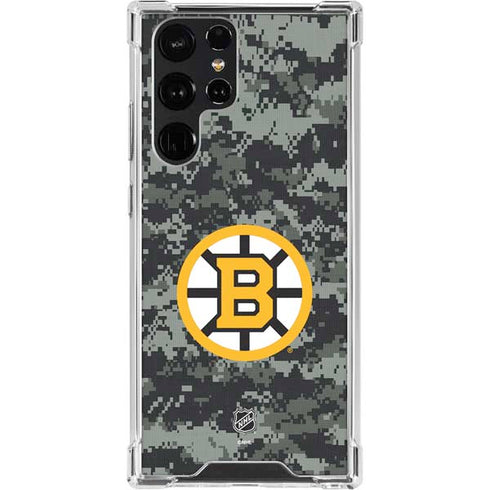 NHL Boston Bruins Camo Galaxy S22 Ultra Clear Case