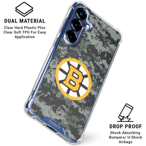 NHL Boston Bruins Camo Galaxy S25 FE Clear Case