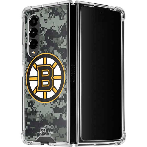 NHL Boston Bruins Camo Galaxy Z Fold4 5G Clear Case
