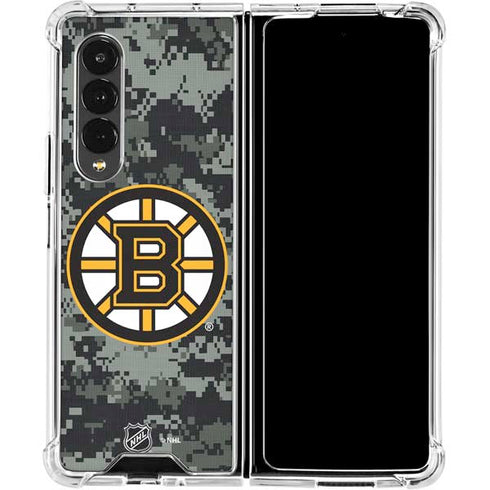 NHL Boston Bruins Camo Galaxy Z Fold4 5G Clear Case