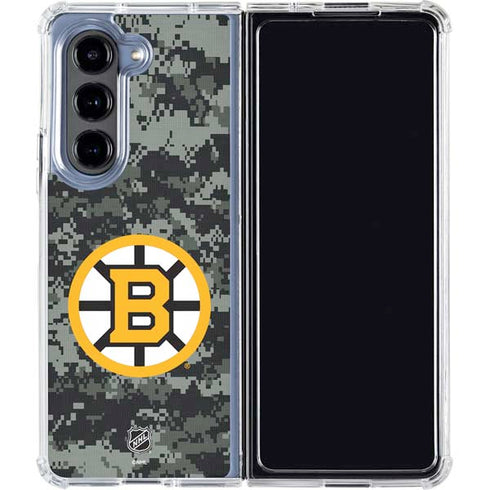 NHL Boston Bruins Camo Galaxy Z Fold5 5G Clear Case