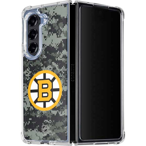 NHL Boston Bruins Camo Galaxy Z Fold5 5G Clear Case