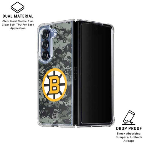 NHL Boston Bruins Camo Galaxy Z Fold7 Clear Case