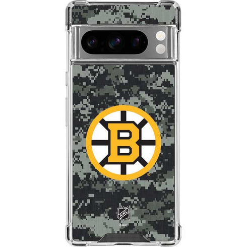NHL Boston Bruins Camo Google Pixel 8 Pro Clear Case
