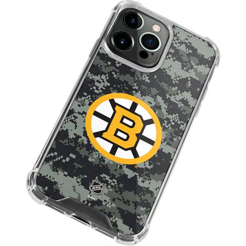 NHL Boston Bruins Camo iPhone 13 Pro Clear Case