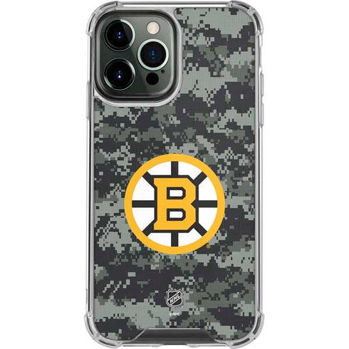 NHL Boston Bruins Camo iPhone 13 Pro Max Clear Case