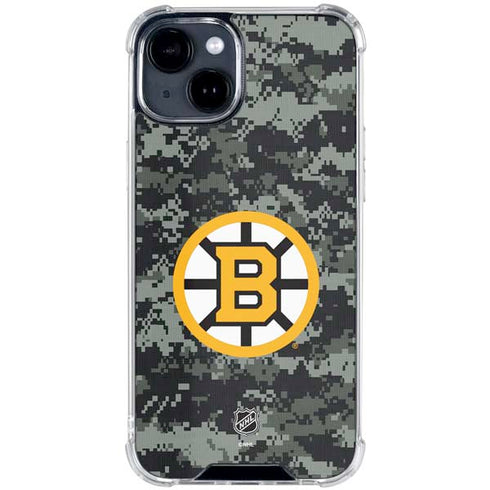 NHL Boston Bruins Camo iPhone 14 Plus Clear Case