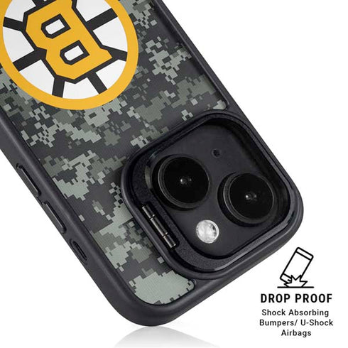 NHL Boston Bruins Camo iPhone 15 Kickstand Case