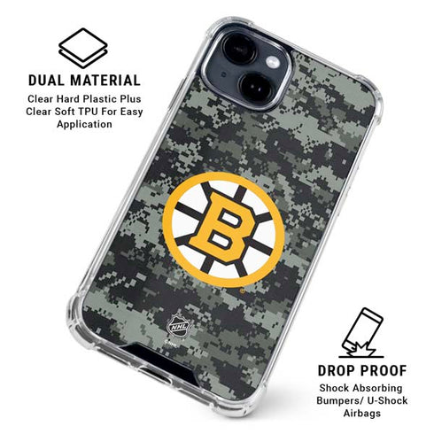 NHL Boston Bruins Camo iPhone 15 Plus Clear Case