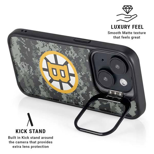 NHL Boston Bruins Camo iPhone 15 Plus Kickstand Case