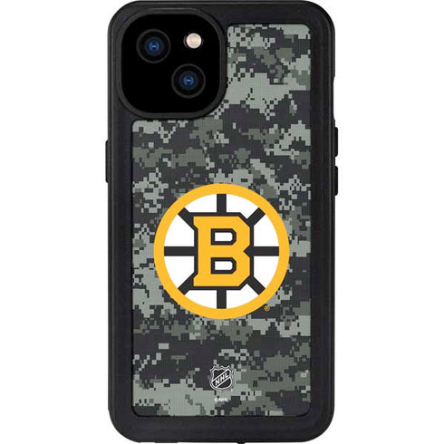 NHL Boston Bruins Camo iPhone 15 Plus Waterproof Case