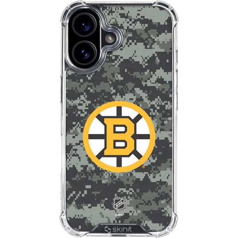 NHL Boston Bruins Camo iPhone 16 Plus Clear Case