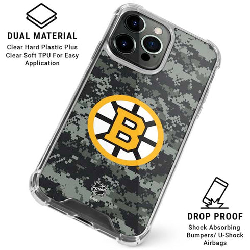 NHL Boston Bruins Camo iPhone 16 Pro Clear Case