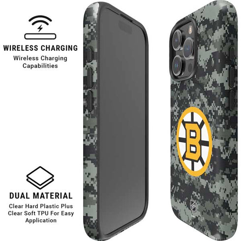 NHL Boston Bruins Camo iPhone 16 Pro Magsafe Impact Case