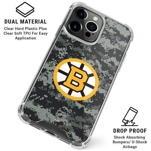 NHL Boston Bruins Camo iPhone 16 Pro Max Clear Case