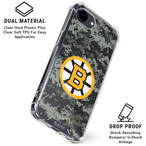 NHL Boston Bruins Camo iPhone 16e Clear Case