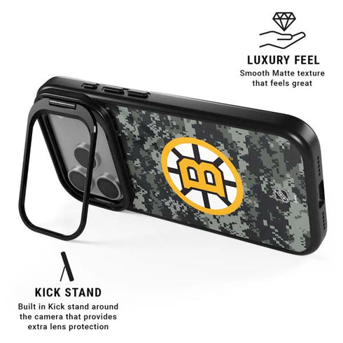 NHL Boston Bruins Camo iPhone 17 Pro Kickstand Case