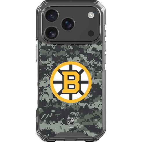 NHL Boston Bruins Camo iPhone 18 Pro Clear Case