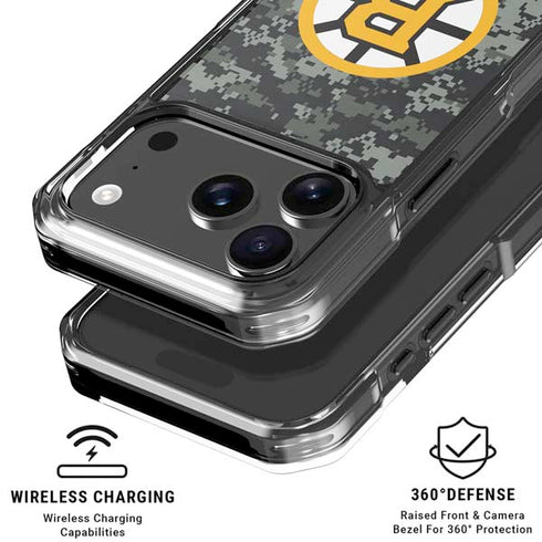NHL Boston Bruins Camo iPhone 18 Pro Clear Case