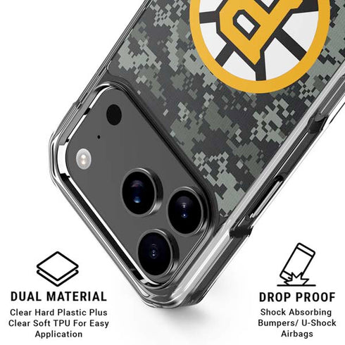 NHL Boston Bruins Camo iPhone 18 Pro Clear Case