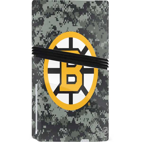NHL Boston Bruins Camo PS5 Pro Disk Console Skin