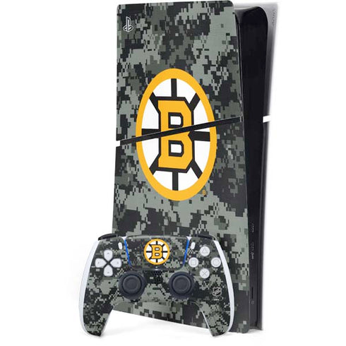 NHL Boston Bruins Camo PS5 Slim Digital Edition Bundle Skin