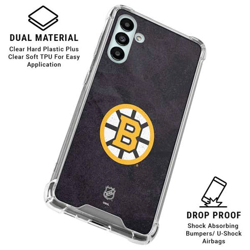NHL Boston Bruins Distressed Galaxy A13 5G Clear Case