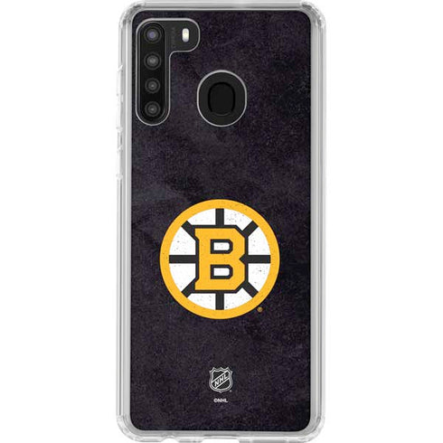 NHL Boston Bruins Distressed Galaxy A21 Clear Case