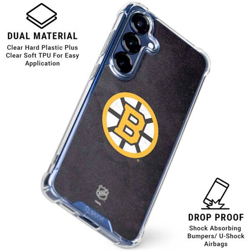 NHL Boston Bruins Distressed Galaxy S25 FE Clear Case