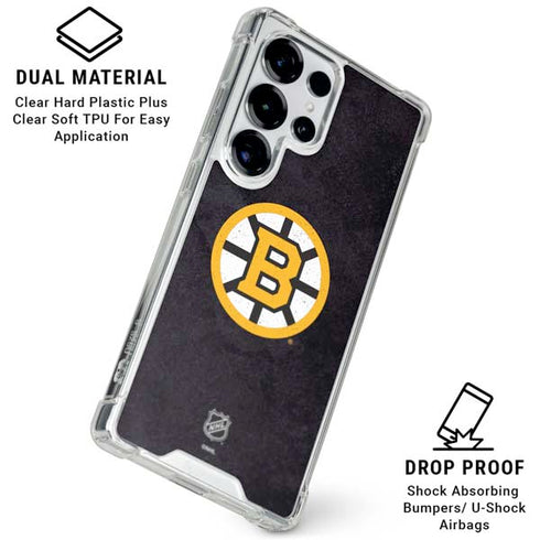 NHL Boston Bruins Distressed Galaxy S26 Ultra Clear Case