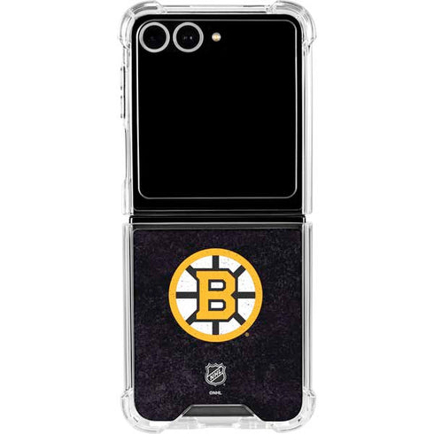 NHL Boston Bruins Distressed Galaxy Z Flip7 Clear Case