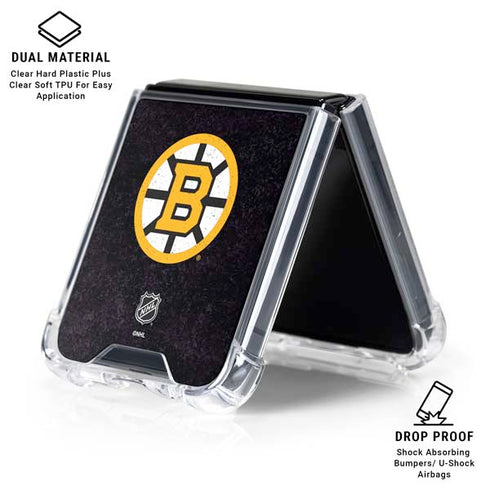 NHL Boston Bruins Distressed Galaxy Z Flip7 Clear Case