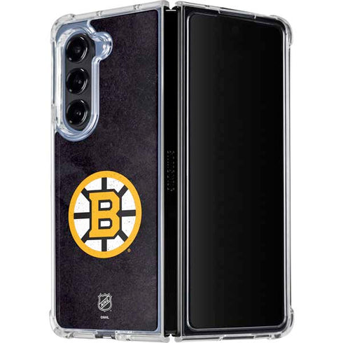 NHL Boston Bruins Distressed Galaxy Z Fold5 5G Clear Case