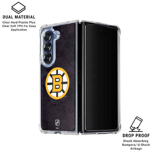NHL Boston Bruins Distressed Galaxy Z Fold7 Clear Case