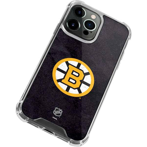 NHL Boston Bruins Distressed iPhone 13 Pro Clear Case