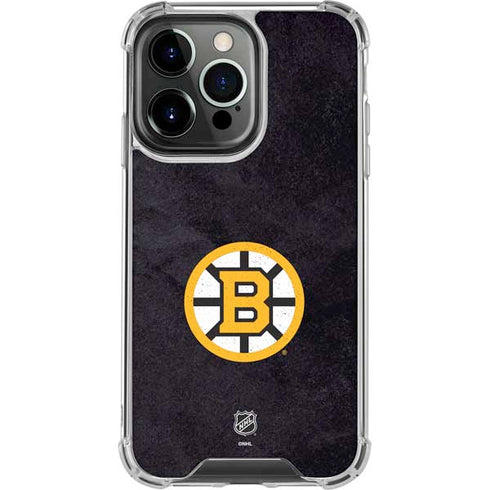 NHL Boston Bruins Distressed iPhone 14 Pro Clear Case