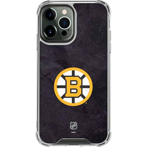 NHL Boston Bruins Distressed iPhone 14 Pro Max Clear Case